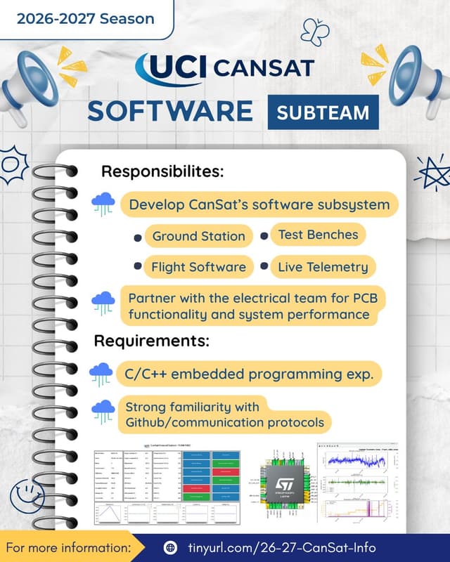 UCI CanSat software subteam recruitment flyer